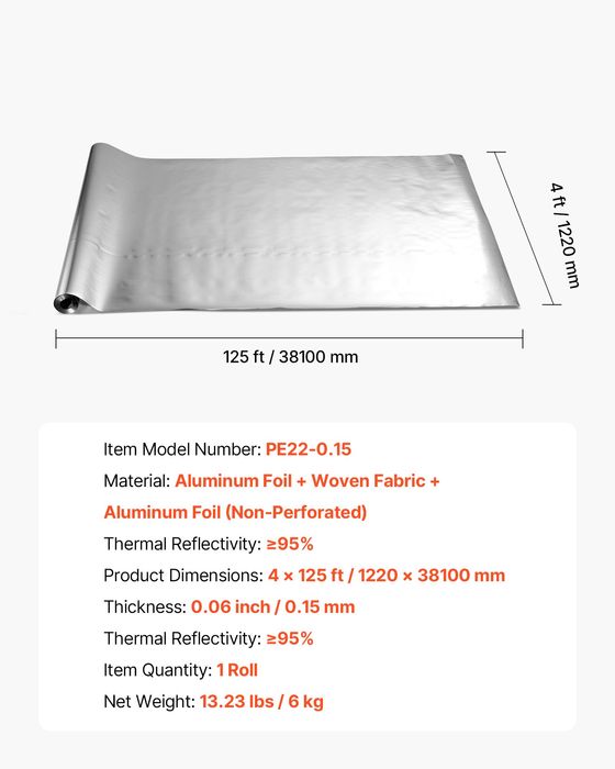 Rola Izolatie Termica Aluminiu 150µm 38.1m x 1.22m OLX