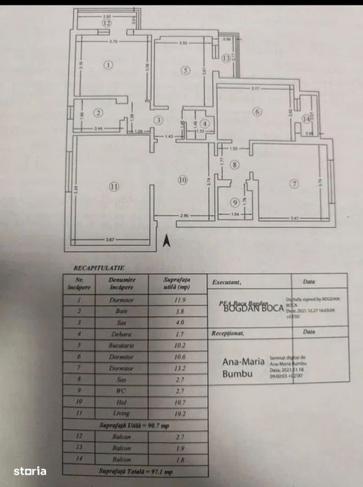 4 Camere | 2 bai | 97 mp | Bloc 1989 | Est-Sud-Vest | Mobilat | Dacia