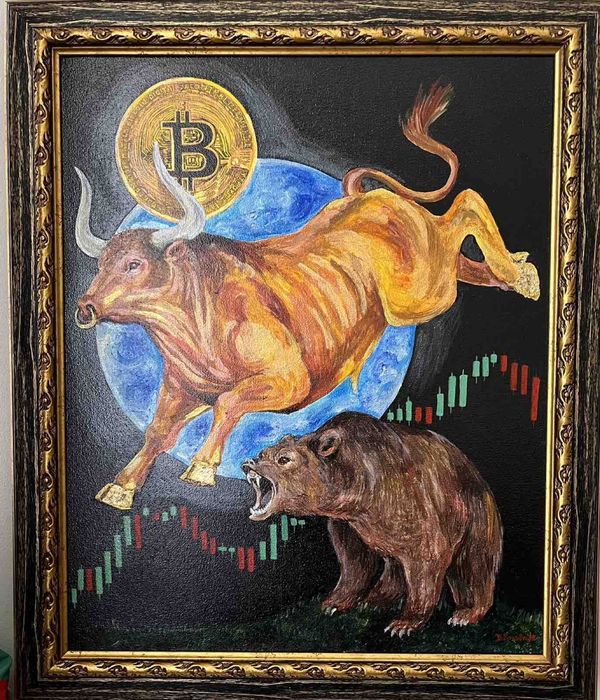 Авторска картина с рамка - bitcoin / crypto world