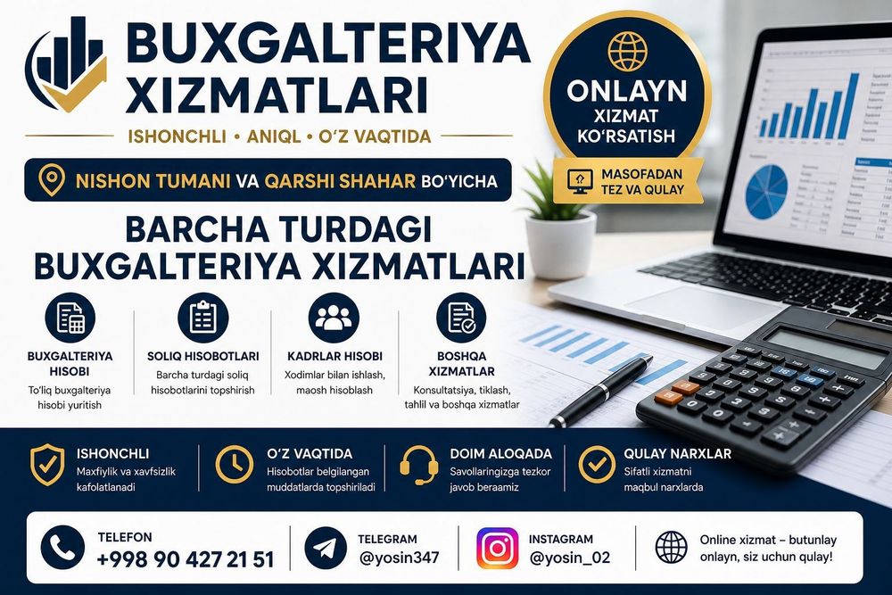Yuridik va jismoniy shaxslar uchun buxgalteriya xizmatlari