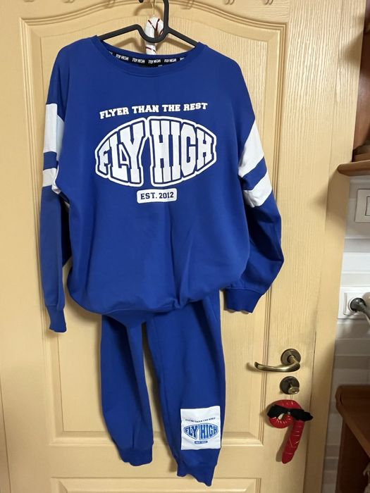 Син памучен комплект+ подарък долнище