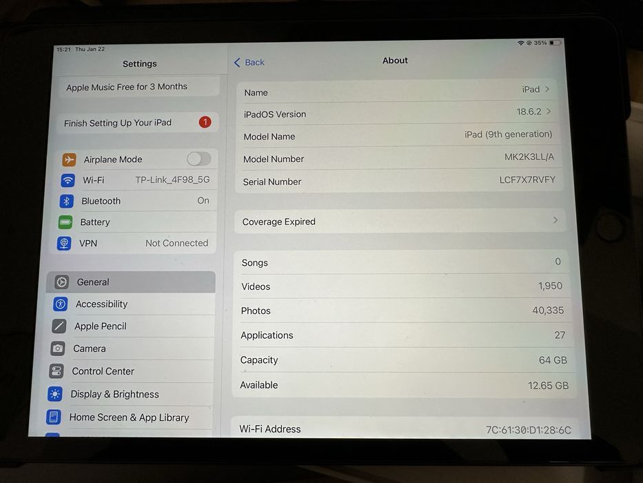 Apple iPad (9th Gen) 64GB Wi-Fi /full box, full protection