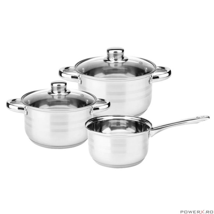 Set oale din inox, 2l, 3l, cu capac, cratita de 1.5l, 5 piese, Stark