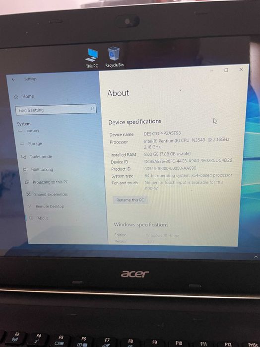 Laptop Acer Aspire ES1-411 Z8A - SSD 120GB, 8GB RAM