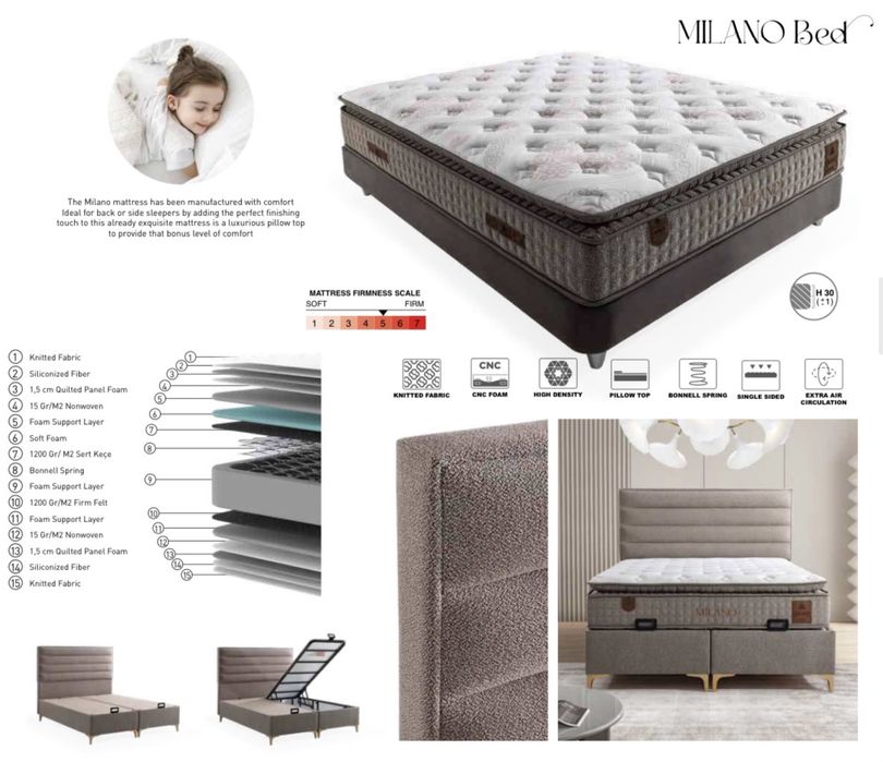 Тапицирана спалня Milano Bed - London 340 Brown