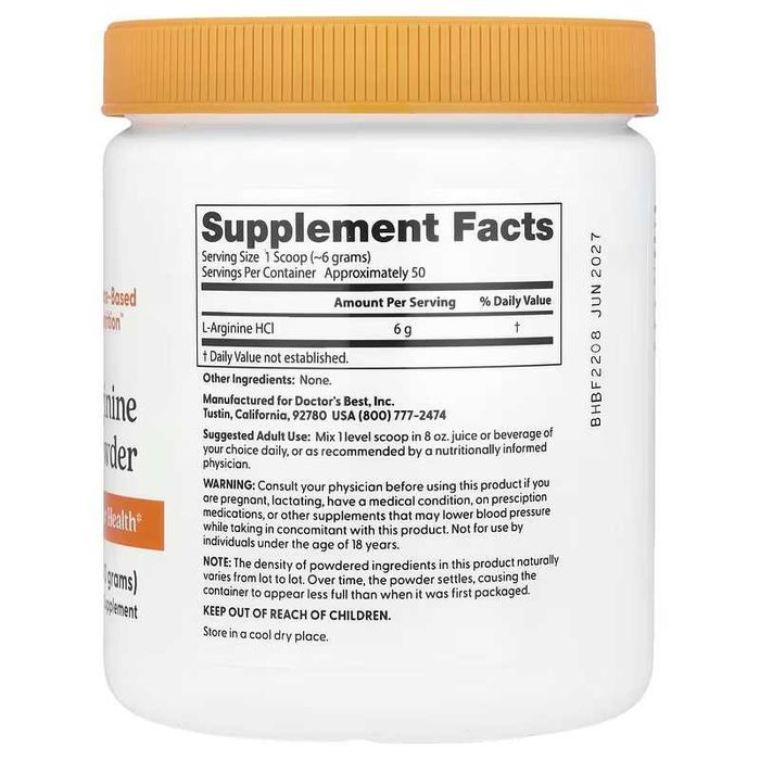 Doctors Doctor's Best Pure L-Arginine Powder L-аргинина 300 г