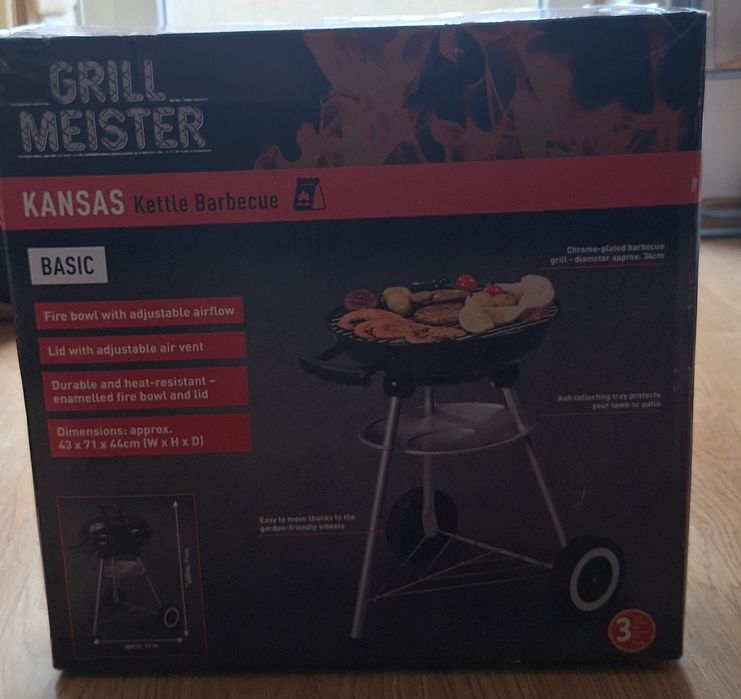 Grill Meister Kansas - компактен барбекю грил с капак-чист нов