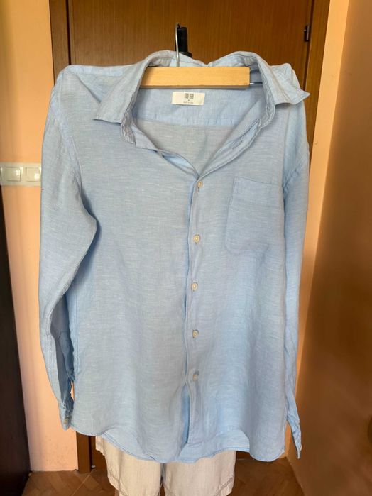 Ленена риза небесно син цвят UNIQLO, размер М