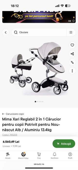 Carut mima 2 in 1 gri