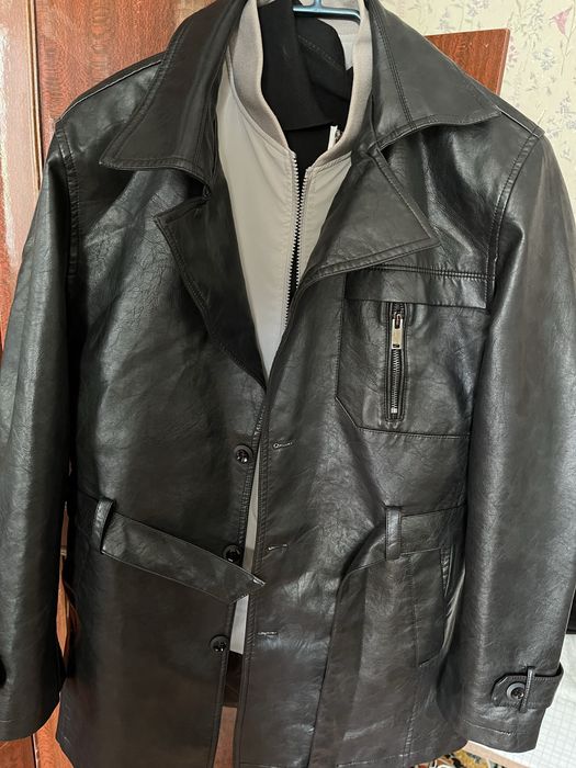 Плащ тренч кожанная