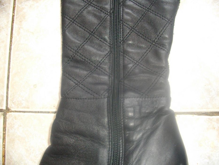 №39-Естествена Кожа-Дамски Ботуши-Чизми-Тънък Ток-REM-Почти Нови-480мм