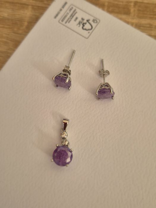 Set argint cu piatra mov