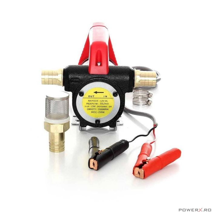 Pompa pentru transfer combustibil 12V, 250 W, 55 l/min, Kraft