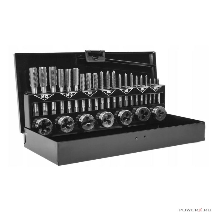 Trusa filiere si tarozi M3-M12, 32 piese, Verke