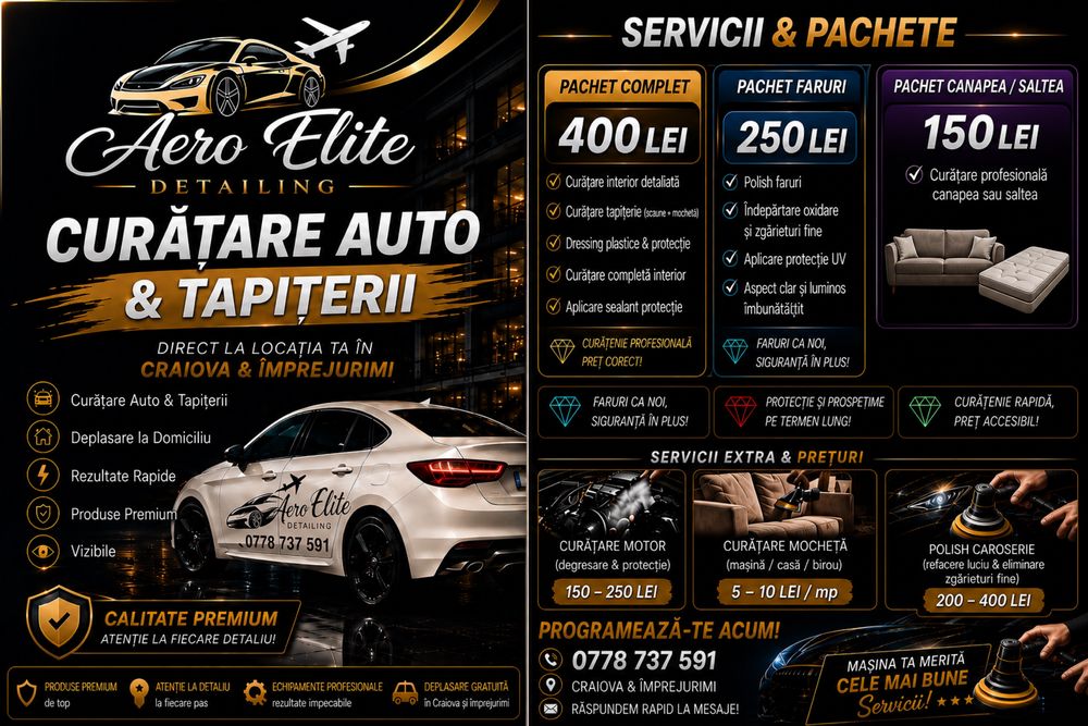 Curățare Auto & Tapițerie la Domiciliu | Detailing Craiova