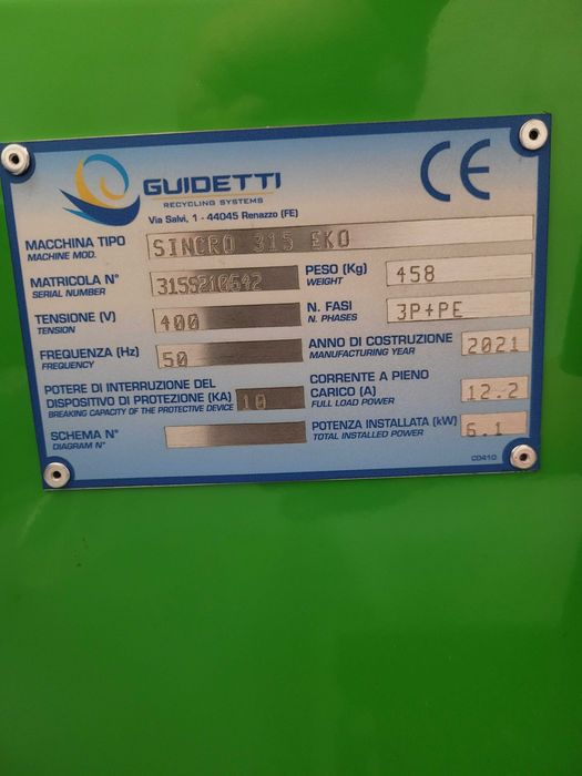 Tocător Separator cabluri electrice Guidetti Sincro 315 EKO