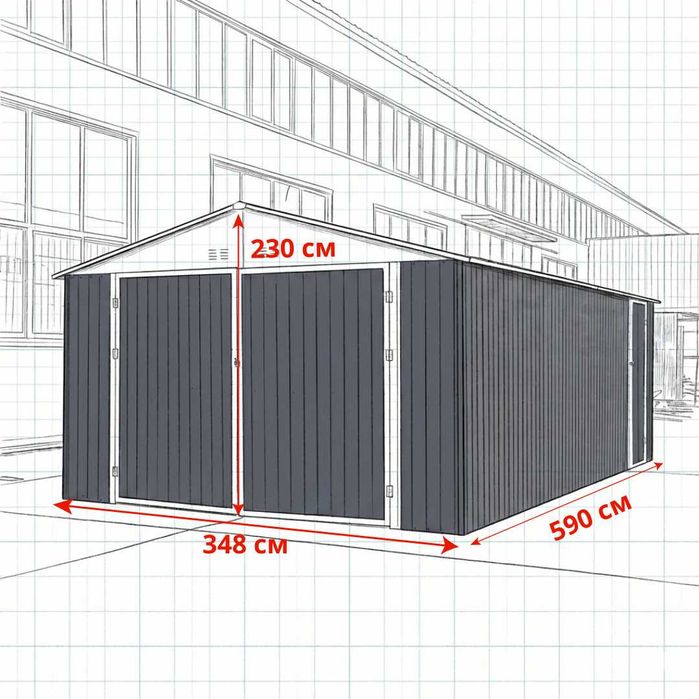 Метален гараж за автомобил SUNNY Torino 605х362х232см площ 20.5кв м