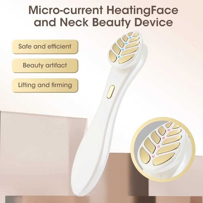 Уред за лице и шия с EMS , микроток, вибрация, червена и синя светлина