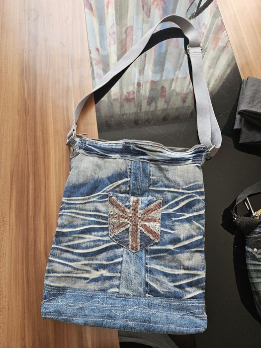 Дънкова чанта с дълга дръжка дизайн от стари дънки бохо модерна удобна