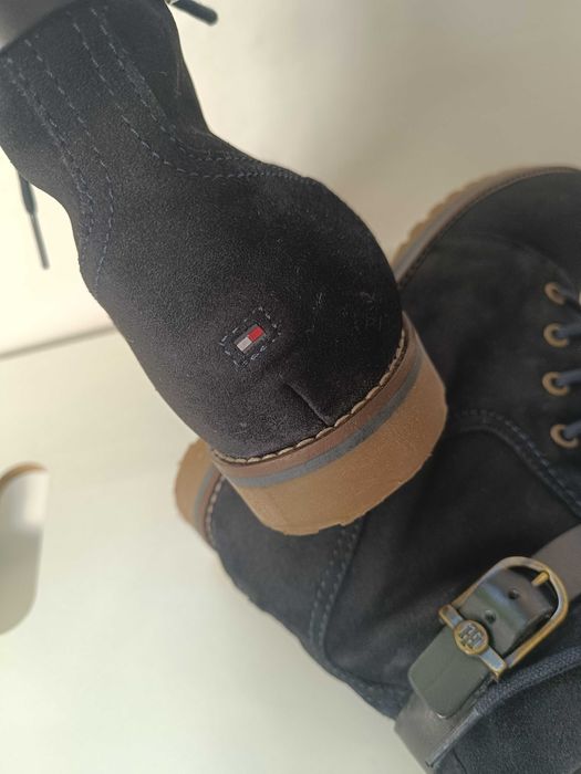 Ghete lace up 39.5 40 suede Tommy Hilfiger piele naturala moale