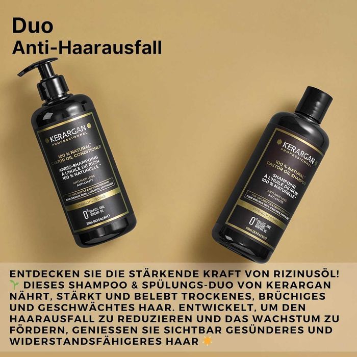 Kerargan - Дуо Комплект (Шампоан и Балсам) с Рициново Масло (2x500 мл)
