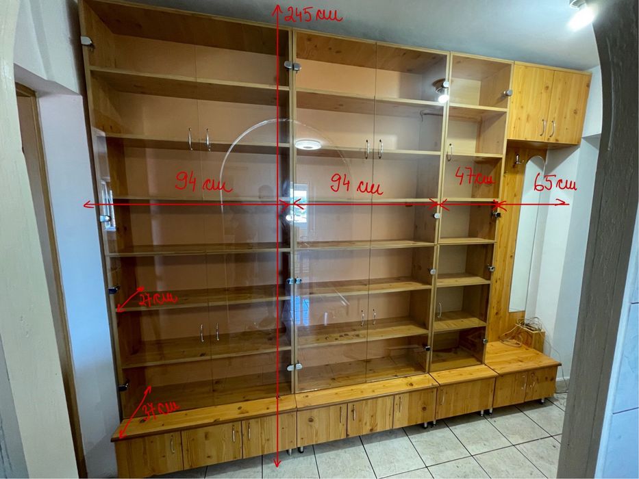 Biblioteca / vitrina sticla cu cuier l300xh245cm