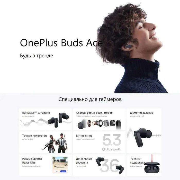 Наушники OnePlus Buds Ace (чёрные)