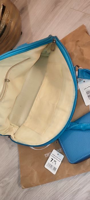 Gentuta de mana albastru turcoaz, portofel cadou