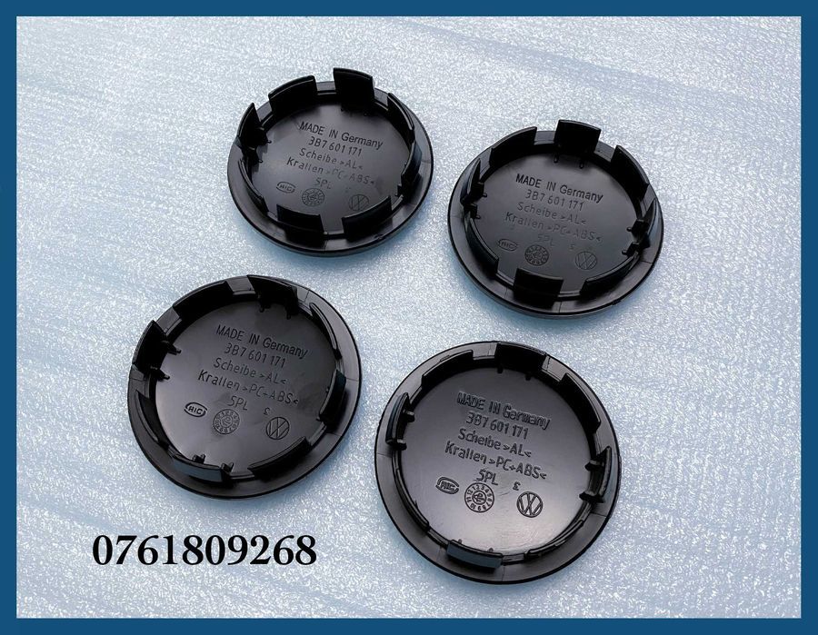 Set 4 capace 65mm 3B7601171 jante aliaj VW Golf Jetta Passat Tiguan