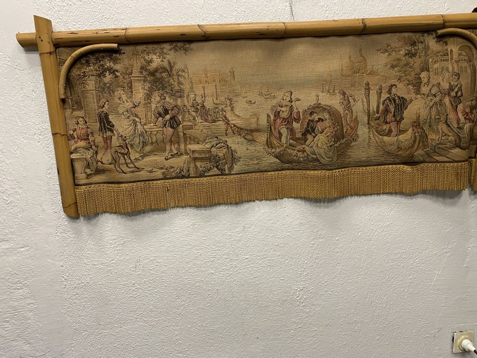 Стар френски гоблен с рамка от бамбук 140/60 см