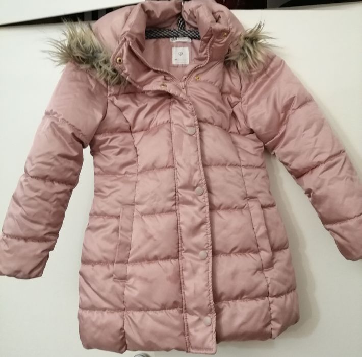 Детско зимно яке H&M за момиче, цвят: пепел от рози+бонус шапка