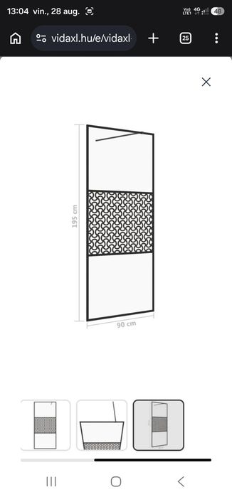 Cabină de duş vidaXL neagră cu sticlă ESG transparentă 90 x 195 cm