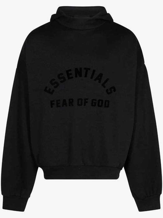 FEAR OF GOD ESSENTIALS Black on Black Oversized Hoodie