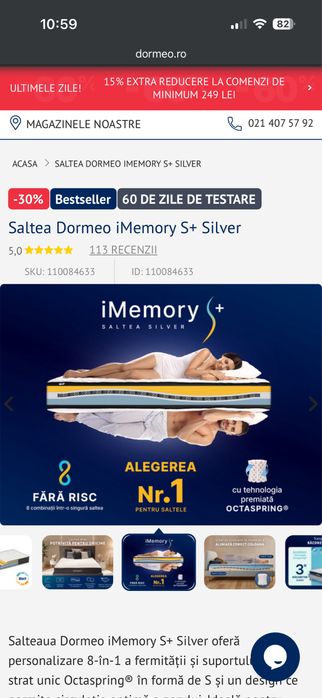 Saltea Dormeo iMemory Silver III Mattress 120x200cm