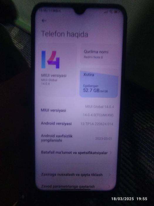 Redmi not 8 tiniq