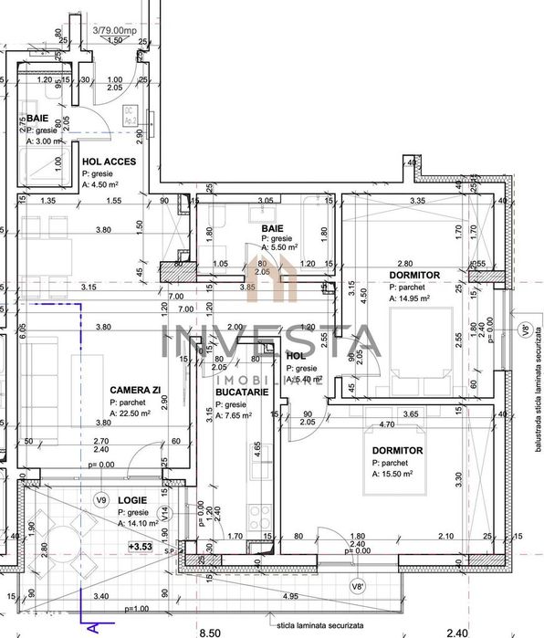 Apartament 3 camere 79 mp cu terasa, bloc nou, cartier Andrei Muresanu