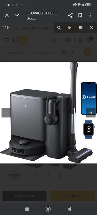 ECOVACS DEEBOT T30S Combo Complete Robot Vacuum and Mop, 11000Pa