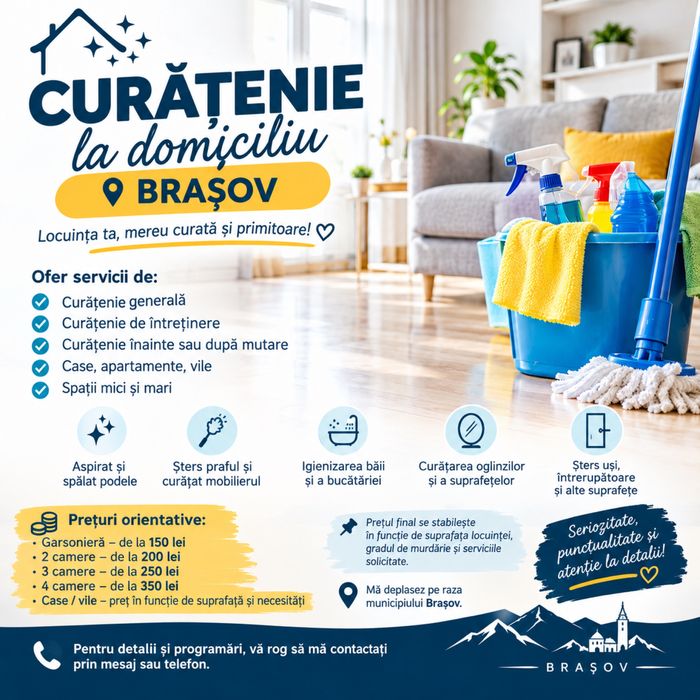 Curățenie case și apartamente în Brașov