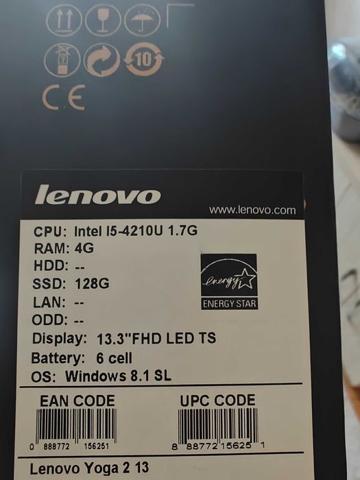 Laptop Lenovo Yoga - Stare excelentă, SSD 128GB, Touchscreen, Curățat și pasta termică schimbată