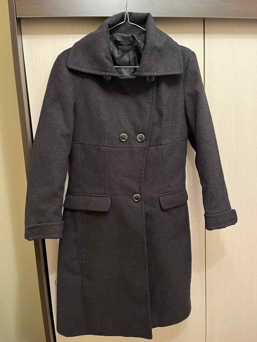 Дамско тъмно сиво палто, размер М