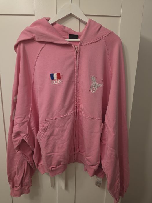 Balenciaga Polo Zip Up Pink Distressed