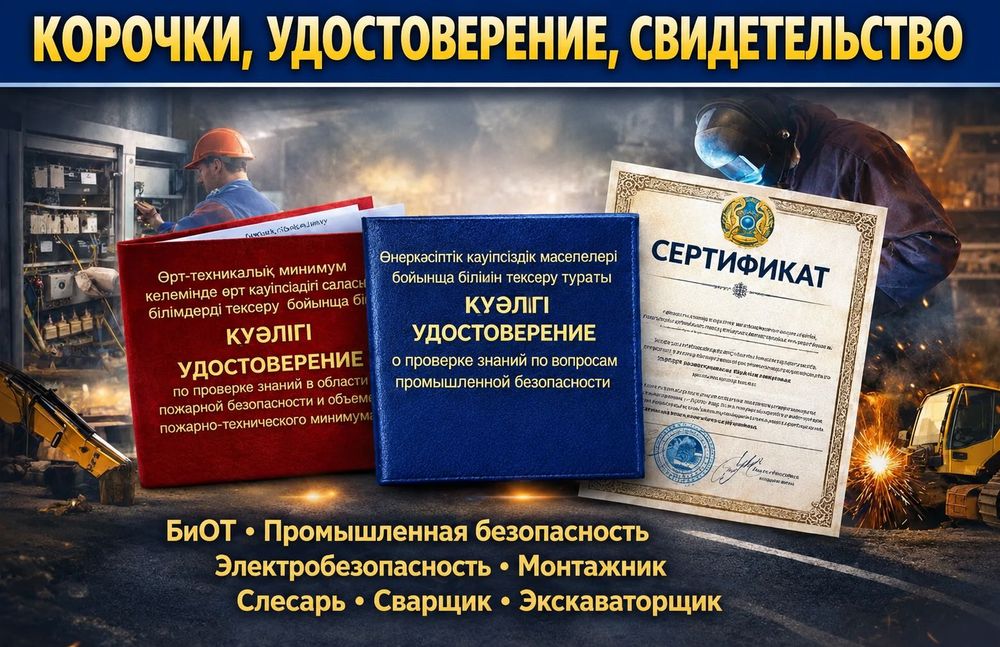 Корочки Обучение Промбез, Биот, ПТМ и рабочих специальностей