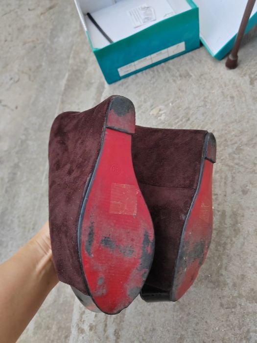 Sandale din piele întoarsă ecologica cu toc ortopedic