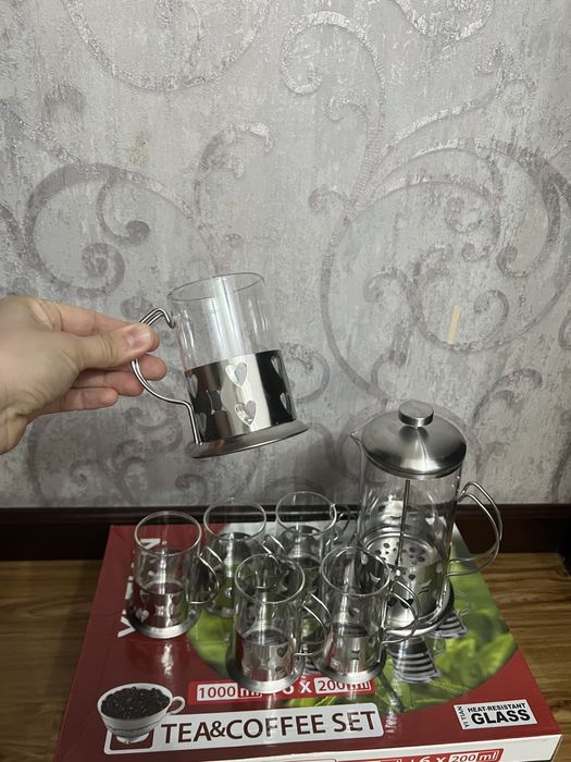 Набор за 250тысяч НОВЫЙ ТУРЦИЯ чайник 1лт + 6 шт бокал 200мл