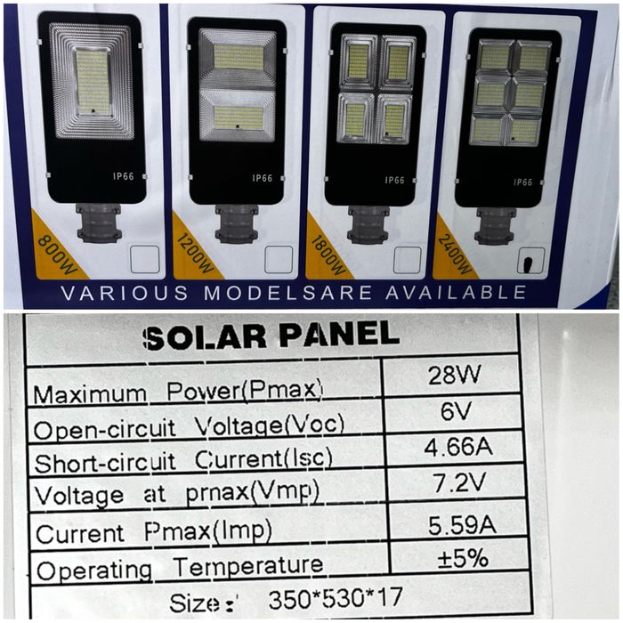 LED Соларна улична лампа JORTAN 2400 W най мощната стойка панел