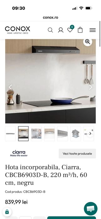 Hota extractoare 60 cm bucatarie clasa A.