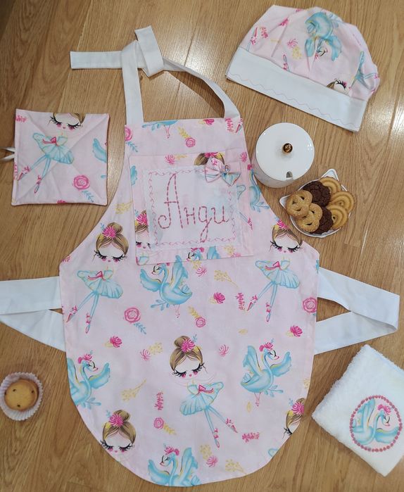 Готварски комплект престилка и шапка за деца