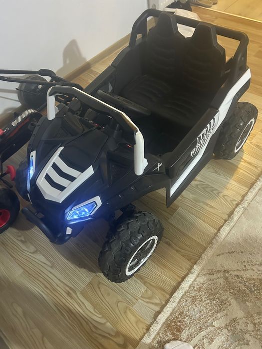 Buggy electric 4x4 pentru copii, 2 locuri, scaune piele, Bluetooth