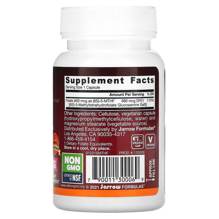 Метилфолат, 400 мкг, 60 растит капс Methylfolate Фолиевая США