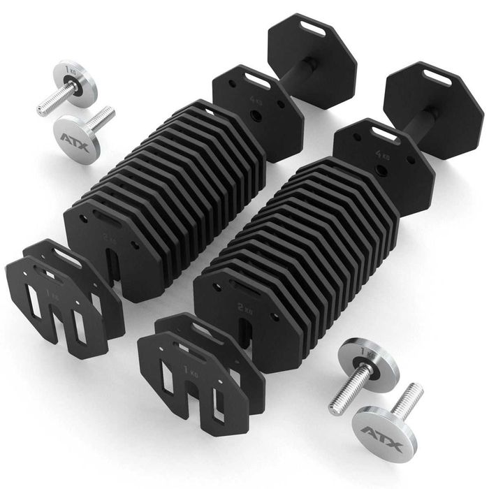 Регулируеми Дъмбели ATX® Octa Dumbbells – 2 х 36 кг, Чифт Гири